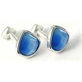 Babette Wasserman Harlequin Blue Crystal Cufflink