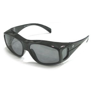 Birdz Eyewear The Beak - Glossy Black Frame Great "Over-Prescription eyeglasses" Sunglasses With 1.1mm POLARIZED Smoke Lenses
