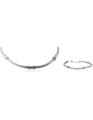 Stainless Steel Mesh Knot Detailing Mesh Bracelet and Necklace Jewelry Set