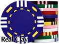 25 Real Clay Premium Quality Tri-Color 12-Stripe 14 gram Poker Chips, Choose from 9 colors