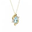 Blue Topaz & Diamond Flower Pendant in Solid Yellow Gold