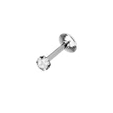21Z06%2BSwv9L. SL160  16 Gauge Surgical Steel Internally Threaded Labret with Clear Gem