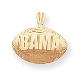14k Yellow Gold University of Alabama Charm Pendant Football Shape