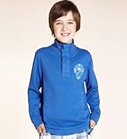 Cotton Rich Funnel Neck Half Button Sweat Top