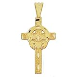Charm - 14kt Yellow Gold Claddagh Cross Pendant