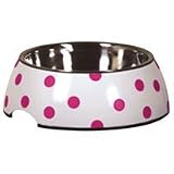 Pet Supplies : Petmate Stainless Style Small Pet Bowl White with Pampered Pink Dots