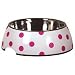 Pet Supplies : Petmate Stainless Style Small Pet Bowl White with Pampered Pink Dots