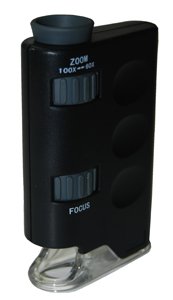 60x 80x 100x Illuminated Pocket Microscope Magnifier