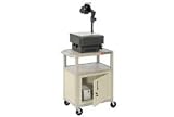 Plastic Utility Cart 3 Shelves Putty With Security Cabinet