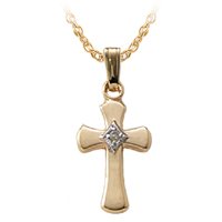 14kt. Gold, Children's Diamond Cross Pendant