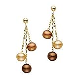 14kt. Yellow Gold, Multi Colored Chocolate Pearl Drop Earrings
