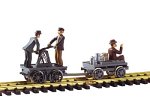 G Hand Car w/Trailer & Figures, Gray
