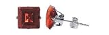 Sterling Silver 3 MM Square Princess Cut Garnet Cubic Zirconia Stud Post Earrings