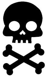 Black Skull and Cross Bone Wheelchair Reflector Reflective Sticker Decal