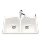 Kohler K-64912LWH Tanager White/Color Double Bowl Kitchen Sink - White