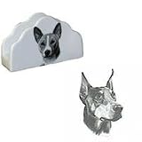 Doberman Pinscher Napkin Holder, Porcelain by Rosalinde