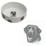 Black Lab, Paw Print Bowl, Porcelain by Rosalinde (7 in. x 2.5 in. deep)