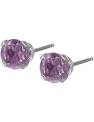 Genuine 2.5mm Rhodolite 14 Karat White Gold Round Earrings