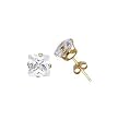 Sterling Silver Gold Plated Stud Earrings with Clear CZ - Square Stamping - 7 mm