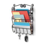 Scroll Letter Holder with Hooks - Black