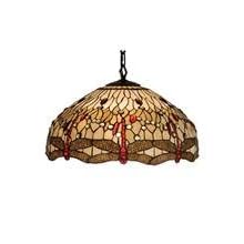 22 Inch W Tiffany Scarlet Dragonfly Pendant Ceiling Fixture by Meyda