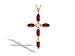 14K Yellow Gold Genuine Marquise Ruby and Diamond Cross Pendant