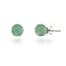 Eve's Addiction Sterling Silver Genuine Green Jade Stud Earrings