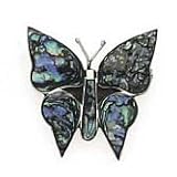 Abalone Butterfly Pin Set in Fine 925 Silver