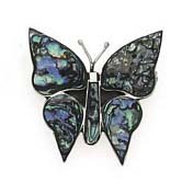 Abalone Butterfly Pin Set in Fine 925 Silver