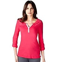 Per Una Pure Cotton Floral Embroidered Top