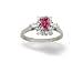 14K White Gold Genuine Emerald-cut Pink Tourmaline and Diamond Ring