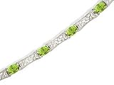 14K White Gold Genuine Oval Peridot Bracelet