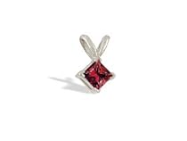 14K White Gold Square Created Ruby Pendant
