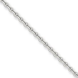 14k White Gold 2.20mm Cable Chain Necklace - 18 Inch - Lobster Claw - JewelryWeb
