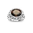 .925 Silver & Smoky Quartz Oval Ring, Sizes 6-8