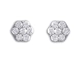 14kt White Gold With Cubic Zirconia Cluster Earrings