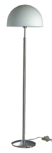 Contemporary Dome Frost Glass Shade & Satin Steel Finish Floor Lamp