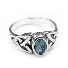 Sterling Silver Blue Topaz Celtic Knot Ring (Size 4,5,6,7,8,9) by Silver Insanity