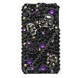 iPhone 4 3D Full Diamond Case Black with Purple and Skull Cover