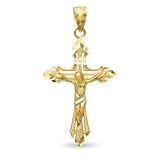 14K Gold Diamond-Cut Open Crucifix Charm 14K RELIGIOUS CHARMS