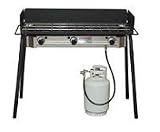 Camp Chef Professional Series TB-90LW Tahoe Deluxe 3 Burner Modular Cooking System with detachable legs, windscreen 3x30,000 BTU, Black/Red