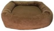 Oblong Memory Foam Donut Dog Bed Color: Brown Microvelvet, Size: Small (24" L x 24" W)