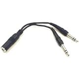 HOSA STEREO 1/4 PHONE (F) - TWO STEREO 1/4 PHONE (M), 6 in.