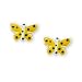 14K Yellow Gold and Yellow Enamel Children's Butterfly Pierced Earrings (Pair) w/CZ Stones