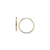 14k Yellow Gold Small (S) Size 1/2(12mm) Baby Children Mens Endless Hoop Earrings, HypoAllergenic