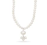 15+2 Extension White Cultured Freshwater Pearl Drop Silver Necklace