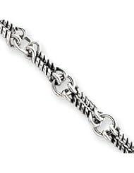Sterling Silver Antiqued Fancy Link Bracelet QG1603-7.5"