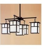 IMAGE OF Arroyo Craftsman MCH-15-4-1E-F-AB Mission 5 Light Single Tier Chandelier in Antique Brass with Frosted glass