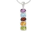 2 1/2 Carat Multigemstone Sterling Silver Pendant w/ Chain