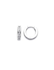 14k White Gold Small Diamond Hoop Huggie Earrings 1/3ct (G-H Color, I1 Clarity)